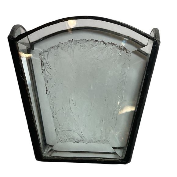 ARTISAN Hand Made Candle Holder Beveled Frosted Etched Glass Mirror Bottom - Picture 1 of 12